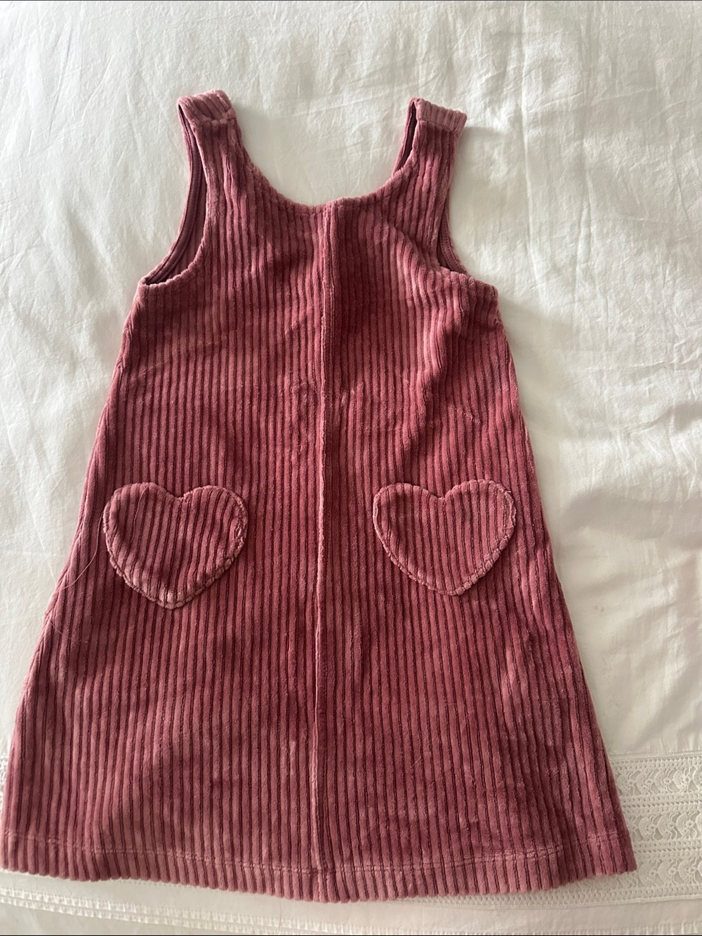 Zara Dusty Rose Corduroy Pinafore Dress with Heart Pockets